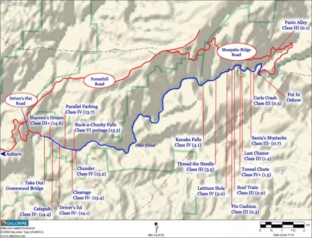 Middle Fork American River map