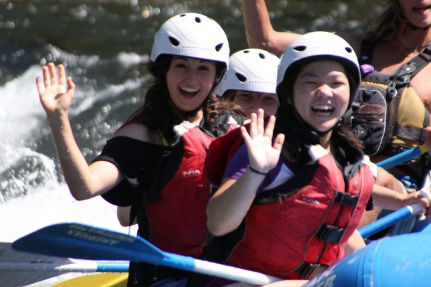 Rafters wave at the camera